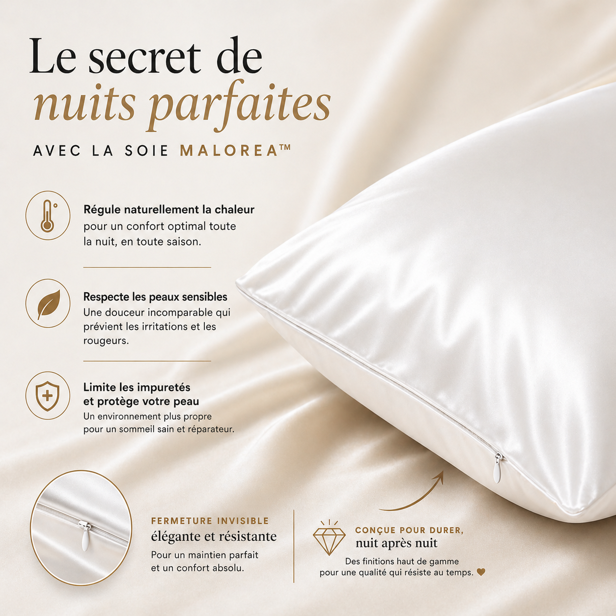 Taie d'oreiller en soie | Malorea™